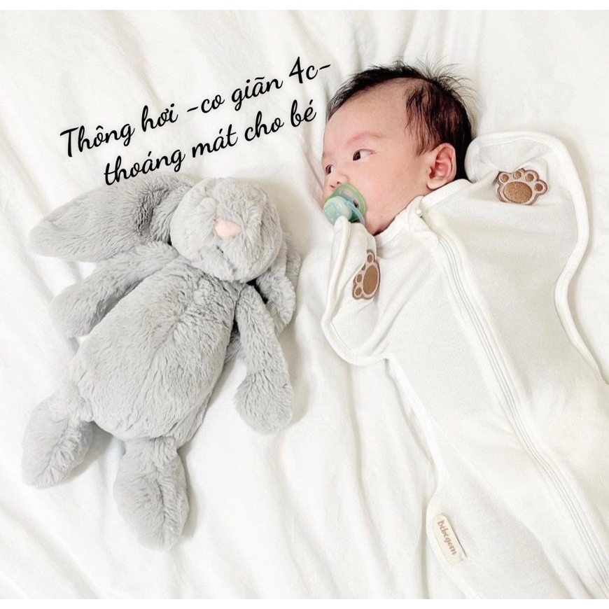 Nhộng Chũn/Nhộng Ngủ Cotton Hàn Cao Cấp, Tay Gấu Dễ Thương Cho Bé HX21 3SBABY