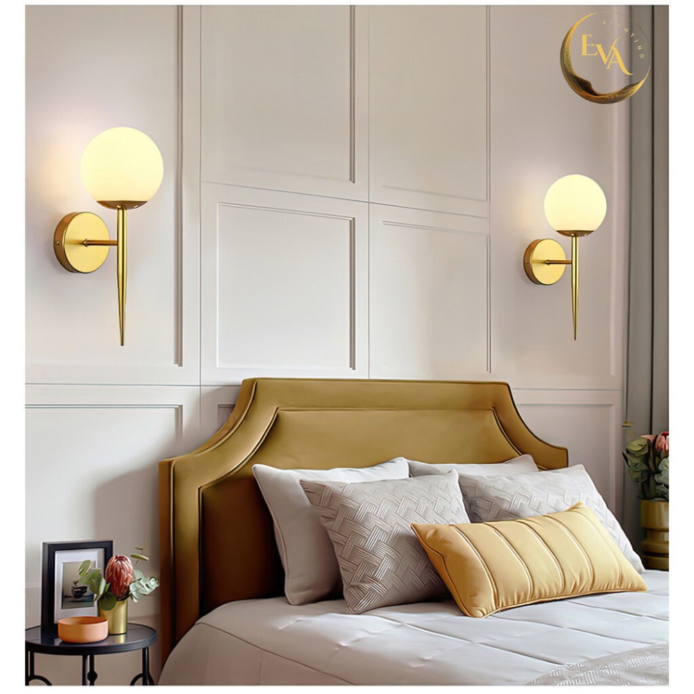 Đèn tường chao thủy tinh EVA W5948-1 phong cách hiện đại, trang trí phòng khách, phòng ngủ D150mm bảo hành 12 tháng