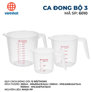 Ca Đong Định Lượng Nhựa PP 1L/2L/3L – Ca Đong Nguyên Liệu Pha Chế, Làm Bánh, Đo Lường Chuẩn Xác | Cam Homeware