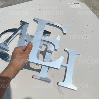 Chữ Nổi Bạc Gương 20cm T2 In Hoa Dán Tường Trang Trí Shop - Chữ Decor Biển quảng cáo Chất Liệu Fomex Alu