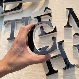 Chữ Nổi Đen Gương 10cm dày 15mm T2 In Hoa Dán Tường Trang Trí Tiệm - Chữ 3D Decor Biển quảng cáo Chất Liệu Fomex Alu