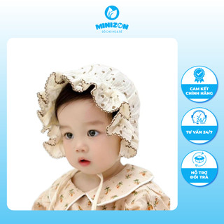 Mũ tai bèo xô muslin hoạ tiết dễ thương cho bé