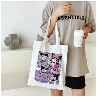 Túi Tote Vải Canvas Kuromi Gấu Dâu Đi Học Mini Phong Cách Hàn Quốc Timo TV73