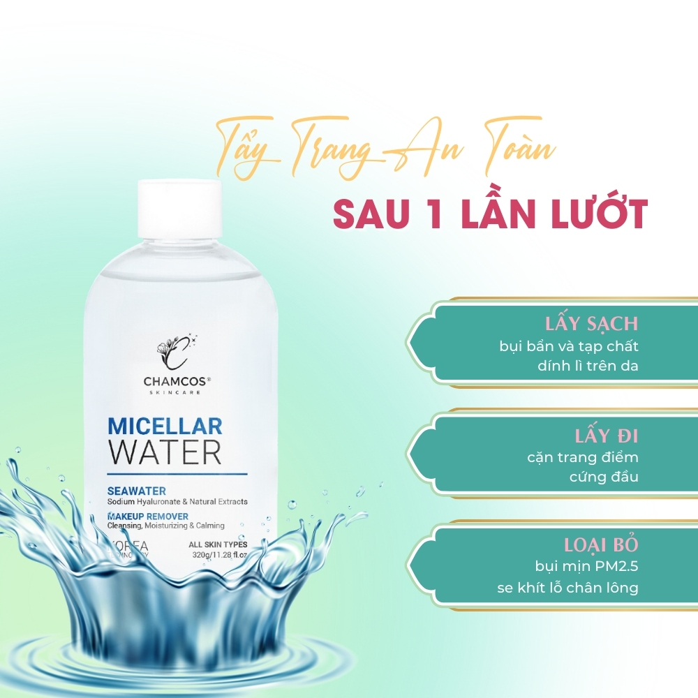 HSD:11/12/2026 Sale Nước Tẩy Trang làm sạch sâu loại bỏ make up tốt CHAMCOS MICELLAR WATER 320ml