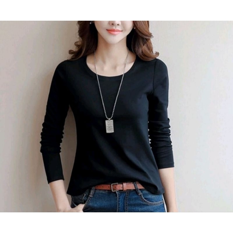 Áo thun trơn cổ tròn tây dài