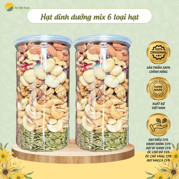 Hạt dinh dưỡng mix 6 hũ 250g/500g, Hạt sấy cao cấp nhiều dinh dưỡng, chất xơ giảm nguy cơ tim mạch