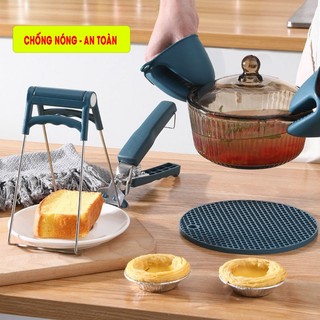 Bộ dụng cụ gắp bát đũa chống nóng 6 món. Kẹp gắp đồ chống nóng inox nhà bếp