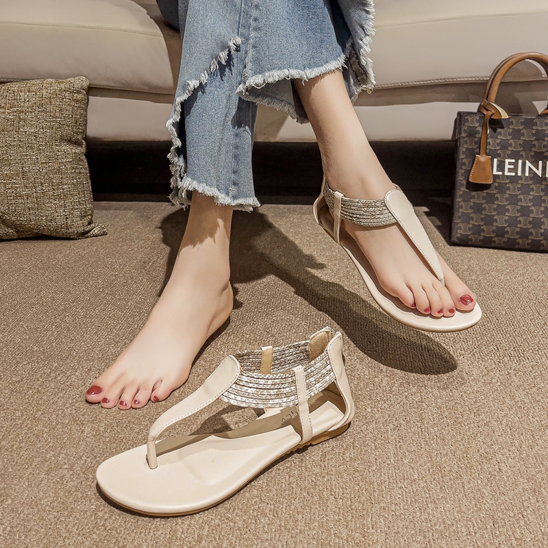 [Chính hãng]Giày sandal chiến binh nữ boho xỏ ngón khóa kéo XIANGLV basic sang trọng, sandal nữ xỏ ngón, giày dây LAL11