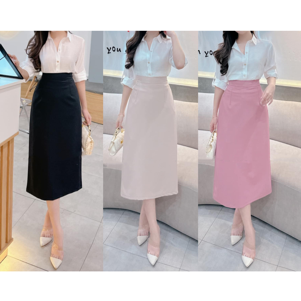 Chân Váy Chữ A Suông Qua Gối Chân Váy Công Sở Hàn Quốc_Dài 70cm_Chất Liệu Vitex Loại 1_CVA70