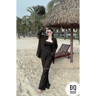 SET 3 MÓN ĐI BIỂN HOẶC ĐI CHƠI OKLA GỒM ÁO NGOÀI + ÁO QUÂY + QUẦN ỐNG XUÔNG KÈM ẢNH THẬT TRẢI SÀN