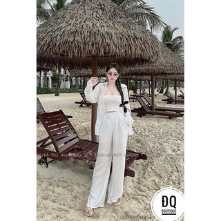 SET 3 MÓN ĐI BIỂN HOẶC ĐI CHƠI OKLA GỒM ÁO NGOÀI + ÁO QUÂY + QUẦN ỐNG XUÔNG KÈM ẢNH THẬT TRẢI SÀN