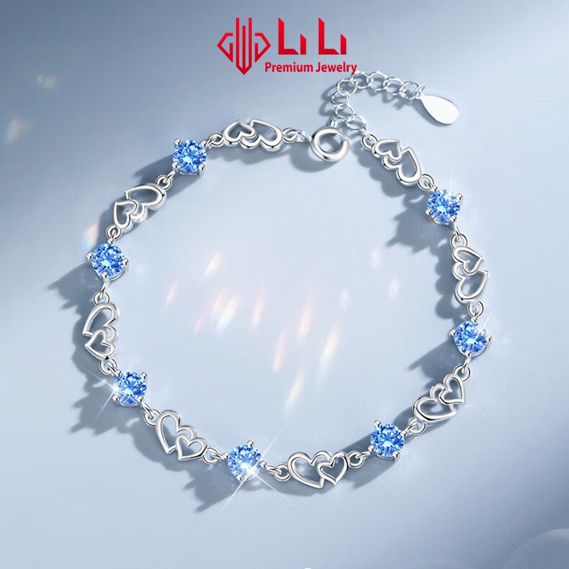 Lắc tay bạc nữ LiLi S925 đính đá CZ cao cấp hình trái tim ghép đôi tình yêu Anaya LILI_066425