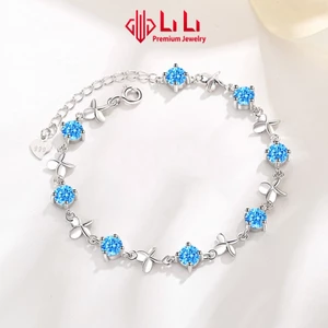 Lắc tay bạc nữ LiLi S999 đính đá CZ cao cấp hình cỏ 4 lá Jemma LILI_096645