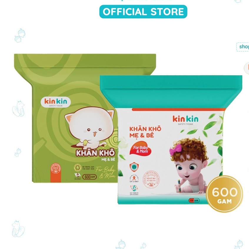 Khăn vải khô đa năng cotton cho mẹ và bé Kin Kin Gói 600gr siêu dai ...