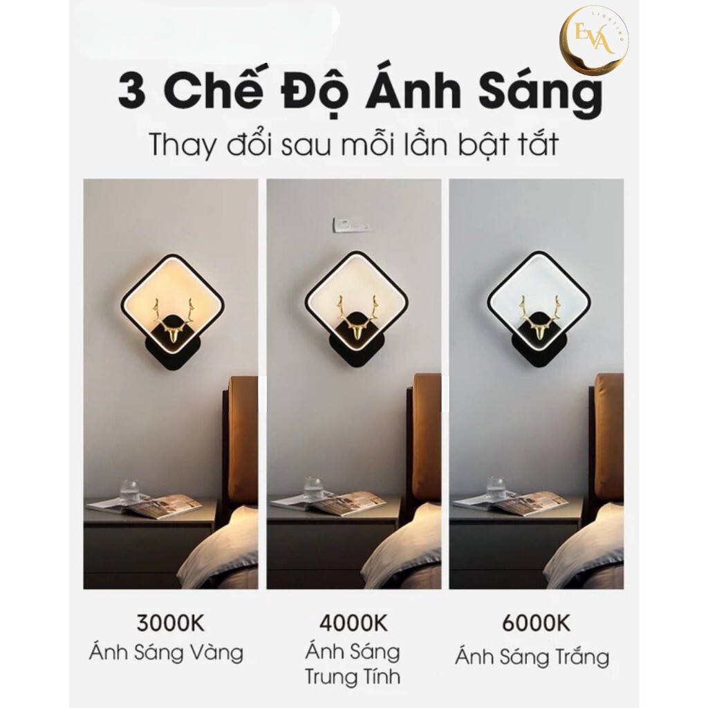 Đèn tường, đèn cầu thang 3 chế độ ánh sáng EVA AP4002 trang trí nội thất, phòng ngủ, cầu thang bảo hành 12 tháng