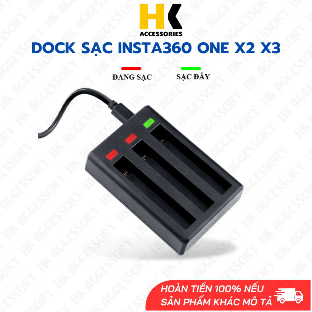 Dock sạc rời Insta360 One X2 X3 sạc cùng lúc 3 pin có đèn báo | Shopee ...