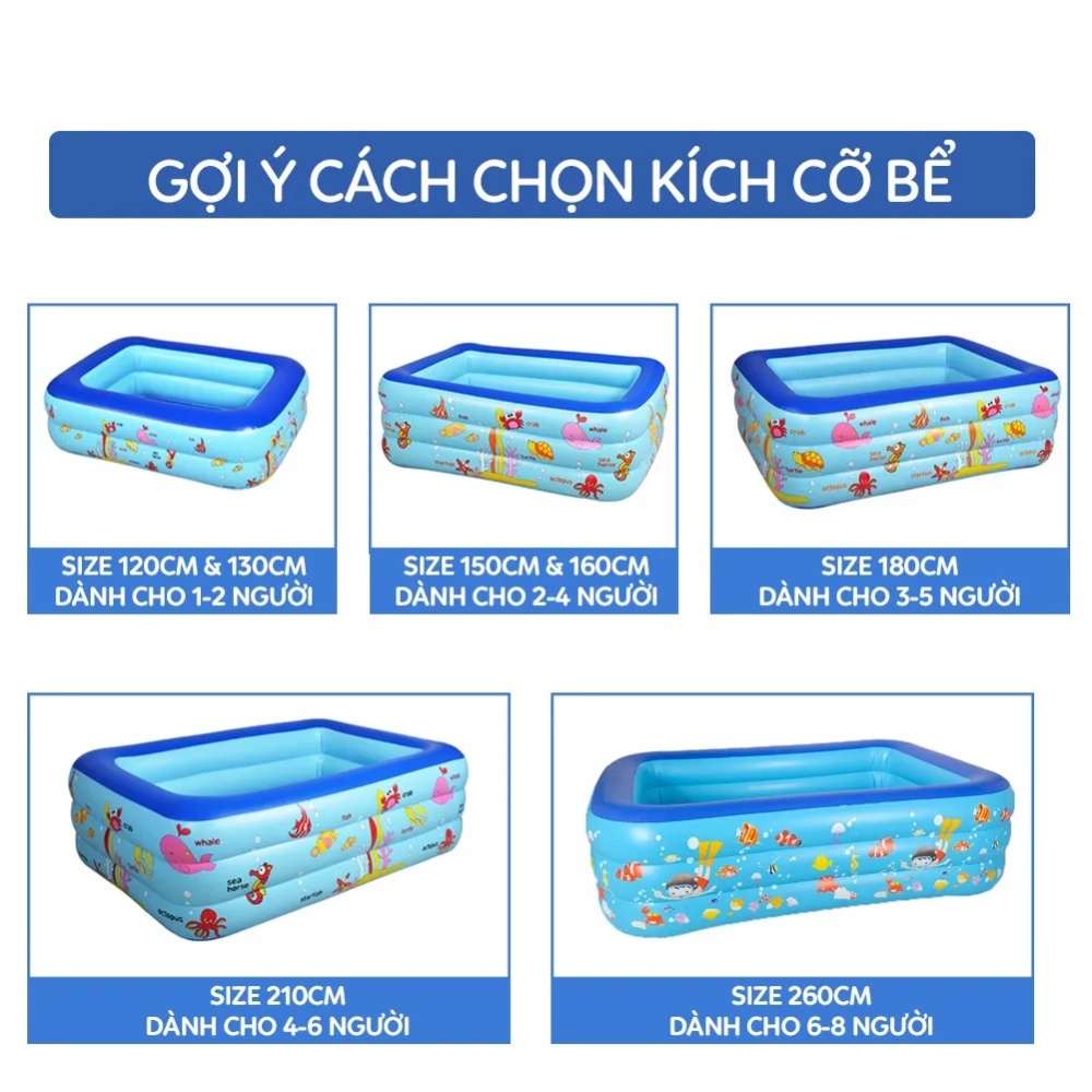 Bể Bơi, Phao Bơi Đa Dạng Kích Thước Cho Bé Thỏa Sức Bơi Lội Siêu Bền, Siêu Dày