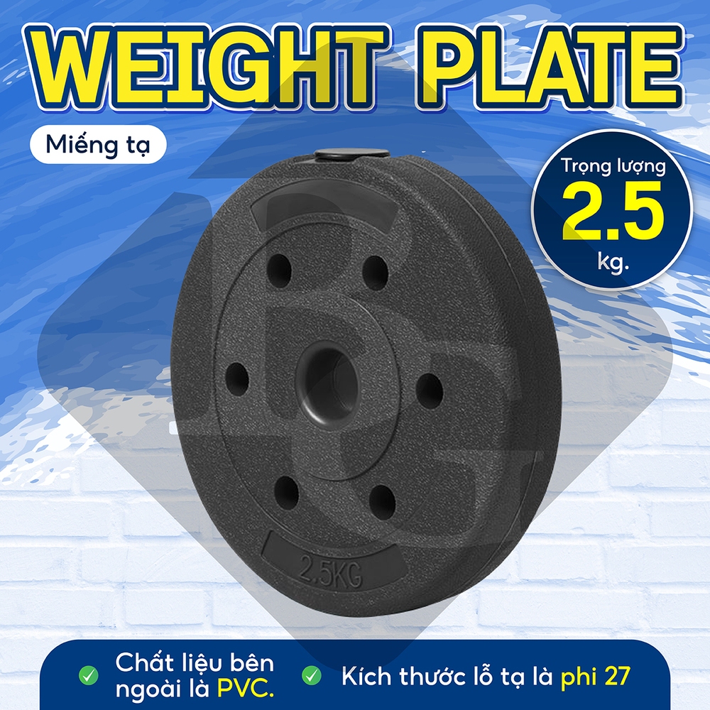 Ảnh BG - Tạ miếng nhựa đặc ruột tạ bánh  5kg , 7,5kg , 10kg,15KG ,20kg 2