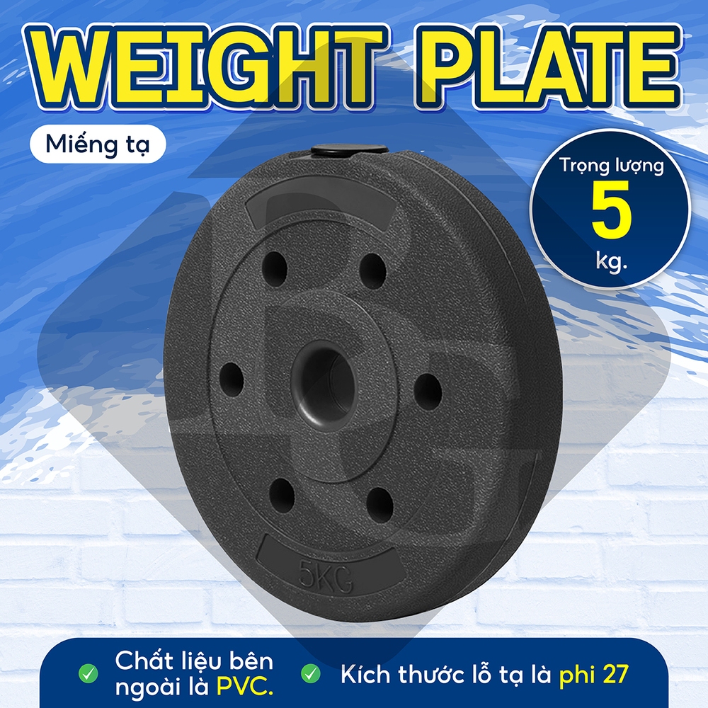 Ảnh BG - Tạ miếng nhựa đặc ruột tạ bánh  5kg , 7,5kg , 10kg,15KG ,20kg 3
