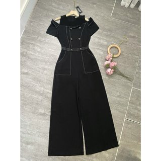 Jumpsuit hở vai trần chỉ trắng phối cúc sang chảnh A2102