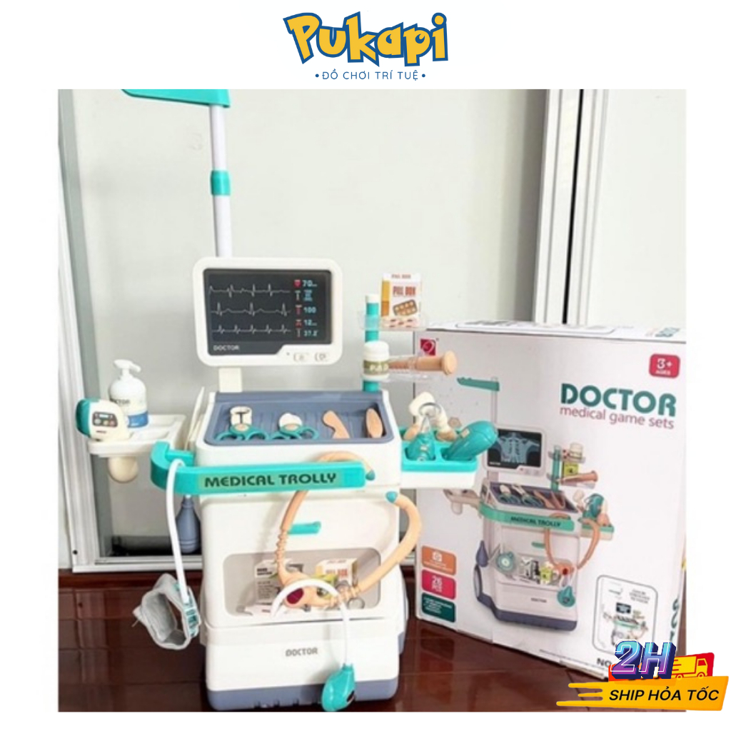 Đồ Chơi Bác Sĩ Cao Cấp Có Xe Đẩy Đóng Vai Bác Sĩ Cao 1m1 Nhựa ABS 26 Chi Tiết Cho Bé Gái Bé Trai- Đồ Chơi Cho Bé PUKAPI