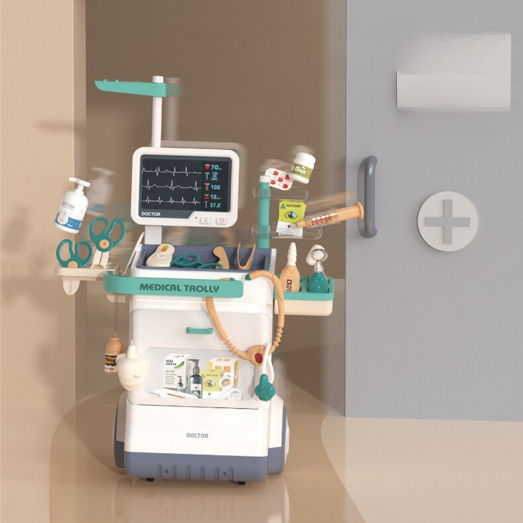 Đồ Chơi Bác Sĩ Cao Cấp Có Xe Đẩy Đóng Vai Bác Sĩ Cao 1m1 Nhựa ABS 26 Chi Tiết Cho Bé Gái Bé Trai- Đồ Chơi Cho Bé PUKAPI