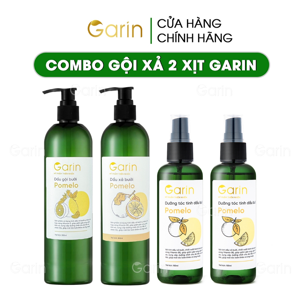 Ảnh Combo 1 dầu gội 1 dầu xả 2 xịt tóc tinh dầu bưởi kích mọc tóc Garin giảm rụng dưỡng tóc chắc khỏe 1