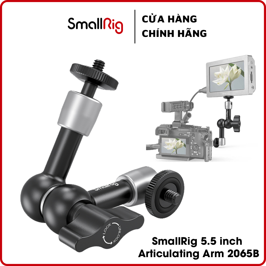 thumbnail interactive-video image 1 of SmallRig 5.5" Ergonomic Wingnut Articulating Arm – For Monitors (2065B) 1 of 3