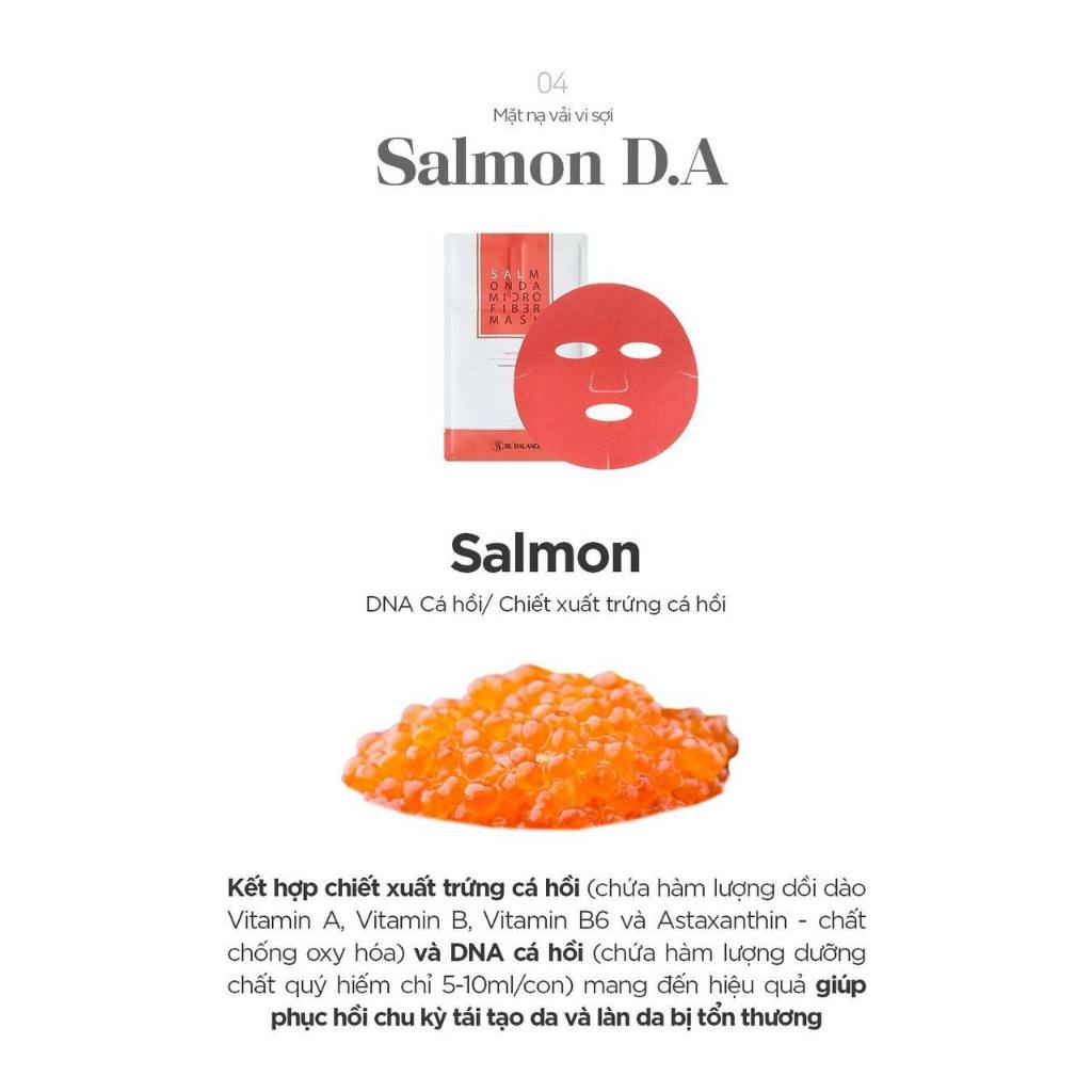 Ảnh Mặt Nạ Vải Vi Sợi Be'Balance SALMON DA MICRO FIBER MASK 3in1 Làm Đẹp Da 1 hộp 10 miếng 3
