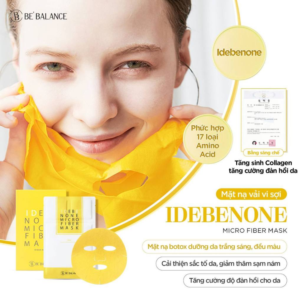 Ảnh Mặt Nạ Vải Vi Sợi Be'Balance IDEBENONE MICRO FIBER MASK 3in1 Làm Đẹp Da 1 hộp 10 miếng 3