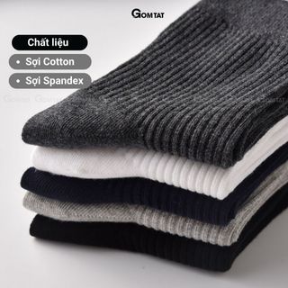 Set 5 đôi tất vớ nam cổ cao GOMTAT, hoạ tiết gân chìm, chất liệu cotton dày dặn thoáng khí - CAOTRON-FIVE-2001-CB5