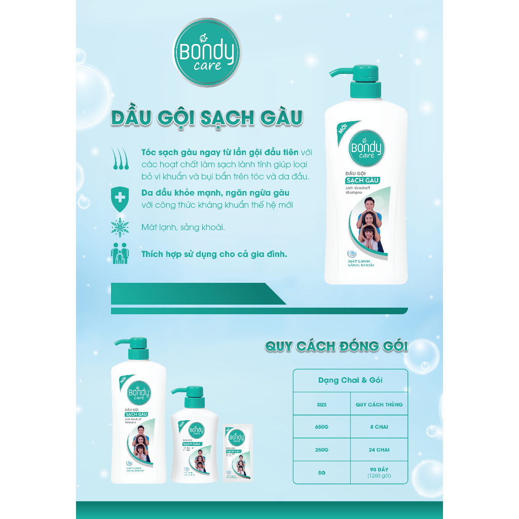 Ảnh Dầu gội Bondy Care sạch gàu, giảm ngứa, dầu gội làm sạch da đầu cho cả gia đình 650g Lixco Việt Nam Z1003 1