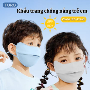 Khẩu trang chống nắng trẻ em chống tia UV thoáng khí mềm mại có quai chỉnh dây, khẩu trang vải chống nắng hai lớp cho bé