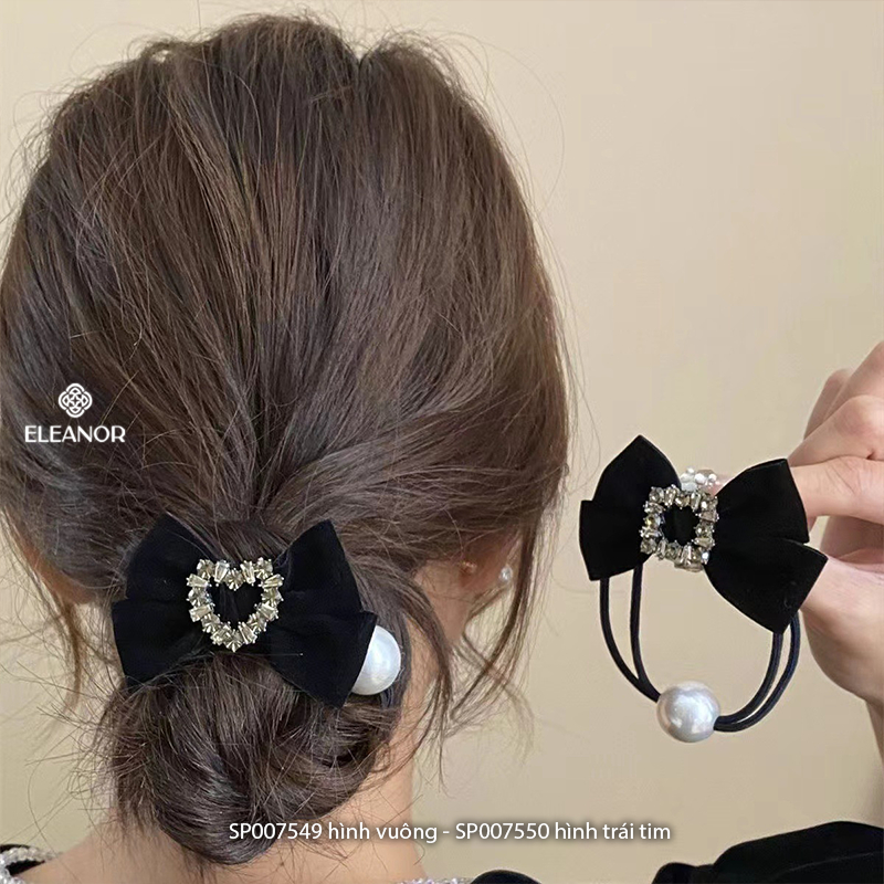 Dây buộc tóc nữ Eleanor Accessories hình nơ phối ngọc trai nhân tạo phụ kiện tóc dây cột tóc 7549