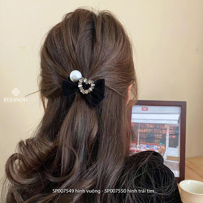 Dây buộc tóc nữ Eleanor Accessories hình nơ phối ngọc trai nhân tạo phụ kiện tóc dây cột tóc 7549