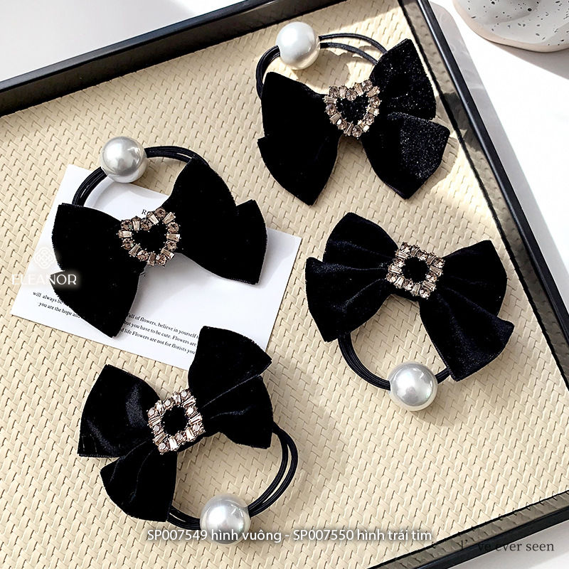 Dây buộc tóc nữ Eleanor Accessories hình nơ phối ngọc trai nhân tạo phụ kiện tóc dây cột tóc 7549
