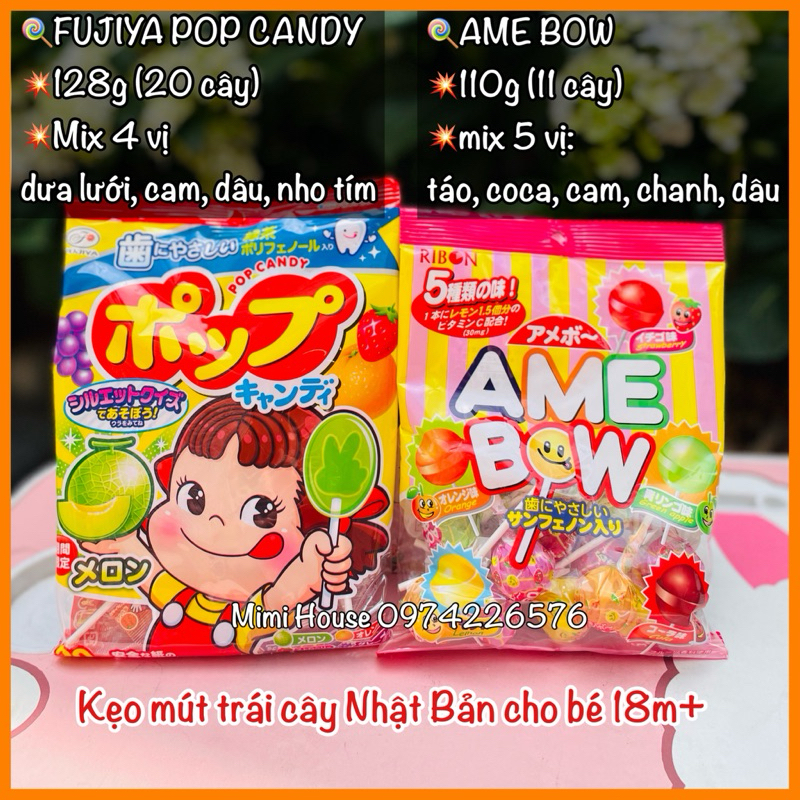 Kẹo mút trái cây chống sâu răng Pop Candy, kẹo mút trái cây Ame Bow ...