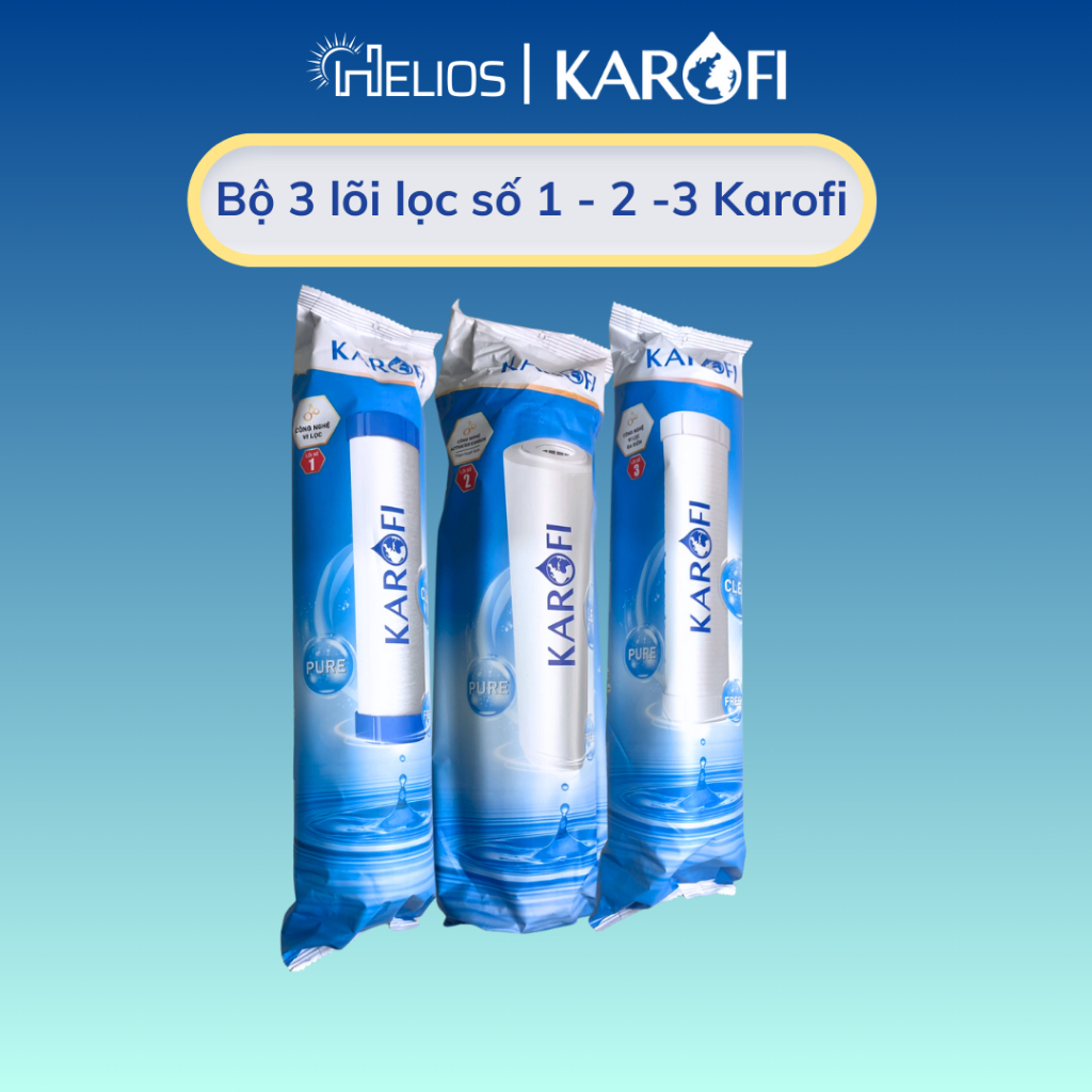 Ảnh Bộ 3 Lõi lọc nước Karofi 1,2,3 dùng cho máy lọc nước RO có 3 cốc lọc 10inch - Hàng chính hãng 1