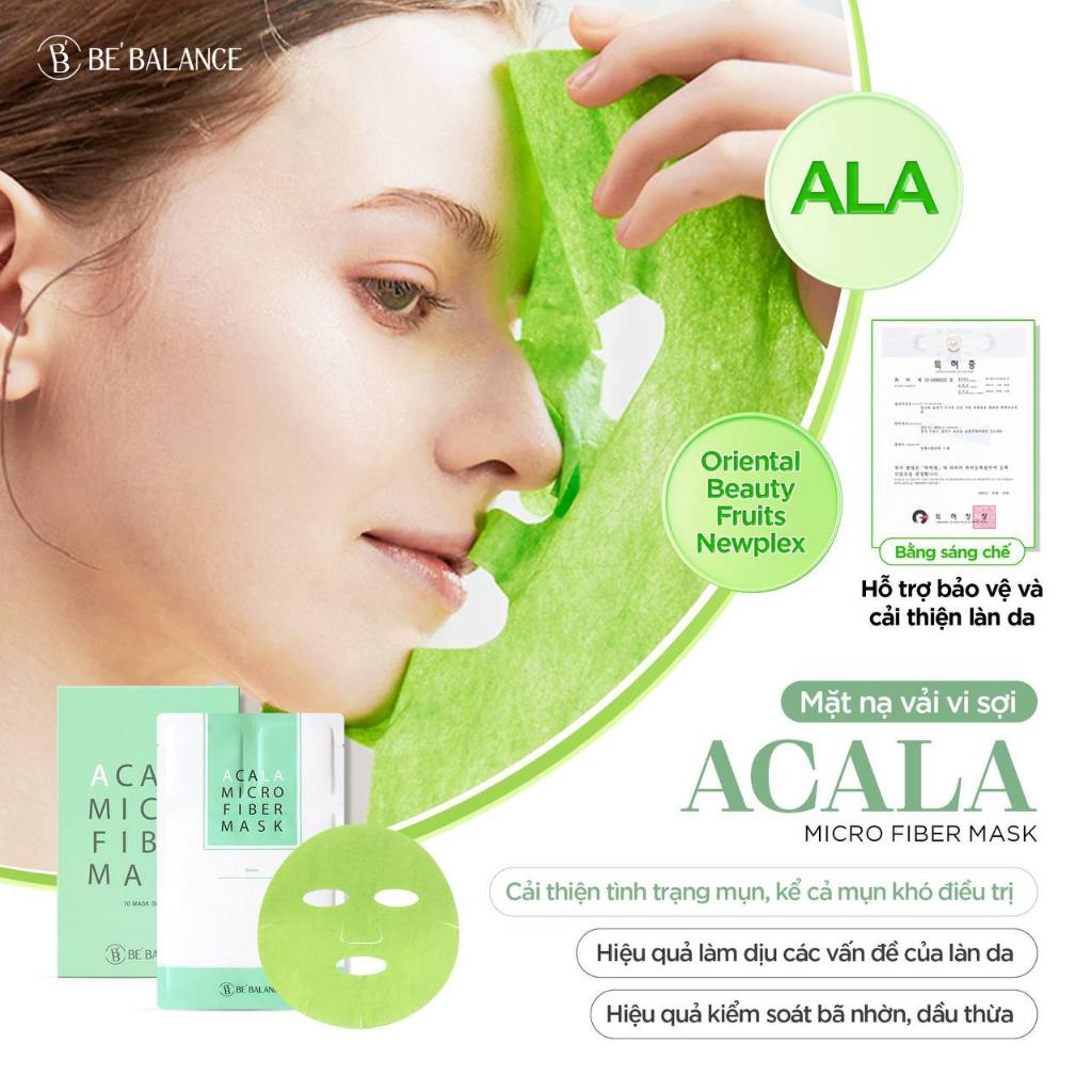 Ảnh Mặt Nạ Vải Vi Sợi Be'Balance ACALA MICRO FIBER MASK 3in1 Làm Đẹp Da 1 hộp 10 miếng 3