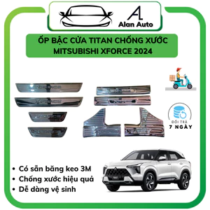 Ốp bậc cửa xe Mitsubishi Xforce 2024, Nẹp bước chân Chất liệu Titan cao cấp. Bộ 8 miếng chống xước cửa