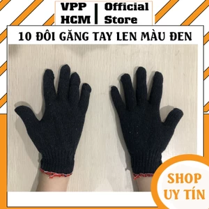10 đôi găng tay len màu đen, Hàng dày dặn, len tốt - Bao tay bảo hộ lao động giá rẻ TPHCM