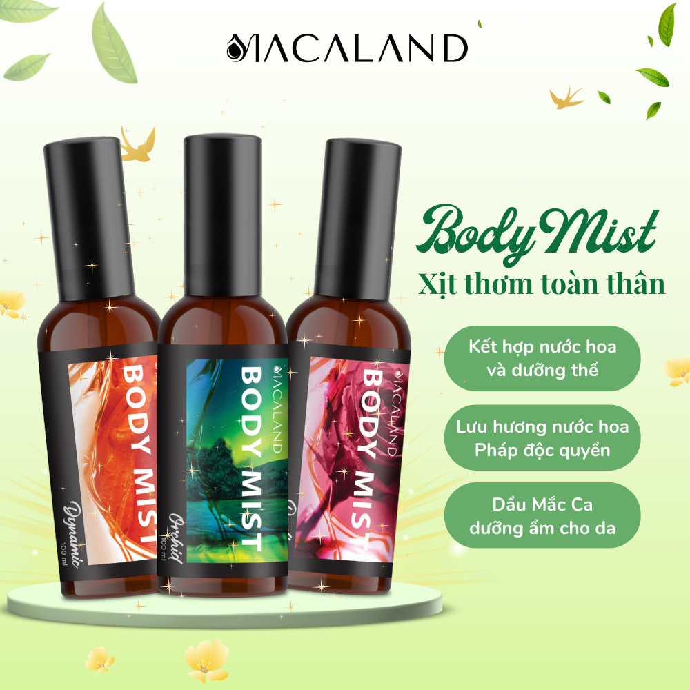 Ảnh Body Mist xịt thơm toàn thân MACALAND 35ml/100ml hương nước hoa Pháp kết hợp dưỡng ẩm da 2