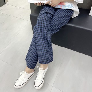 Quần Dài Ống rộng cạp chun kẻ caro hoạt hình