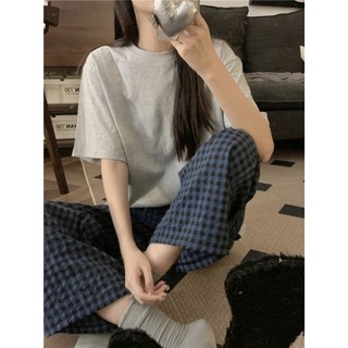 Quần Dài Ống rộng cạp chun kẻ caro hoạt hình