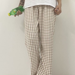 Quần Kẻ caro ống rộng đẹp cute dáng rộng hoạt hình