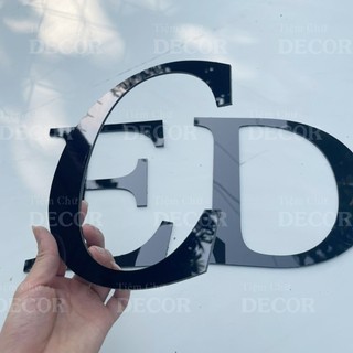 Chữ Alu Đen Gương 20cm dày 3mm In Hoa T2 dán tường, Chữ Decor Trang Trí biển quảng cáo
