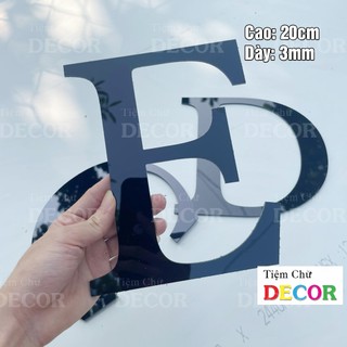 Chữ Alu Đen Gương 20cm dày 3mm In Hoa T2 dán tường, Chữ Decor Trang Trí biển quảng cáo