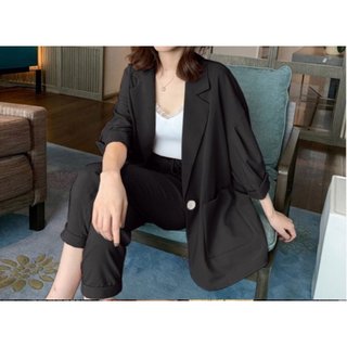 Set áo blazer phối quần baggy sắn gấu 3 màu A2178