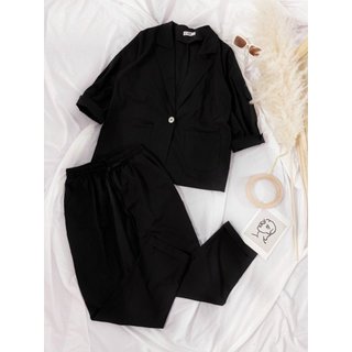 Set áo blazer phối quần baggy sắn gấu 3 màu A2178