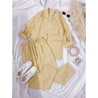 Set áo blazer phối quần baggy sắn gấu 3 màu A2178